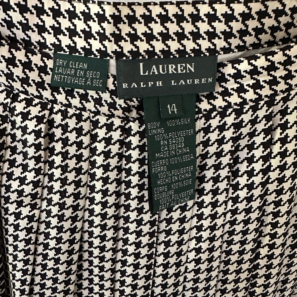 Lauren Ralph Lauren Black and White Houndstooth Midi Skirt - Picture 7 of 11